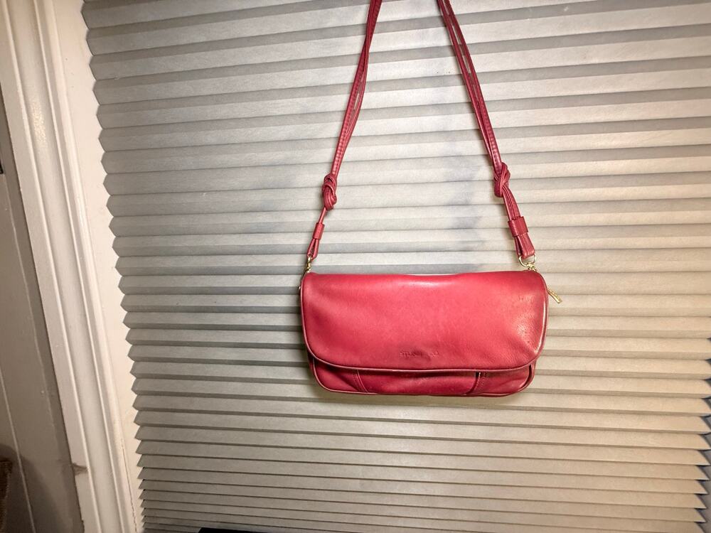 Stone & Co Red Leather Shoulder Bag Flap Purse Knot Strap Medium Y2K Style
